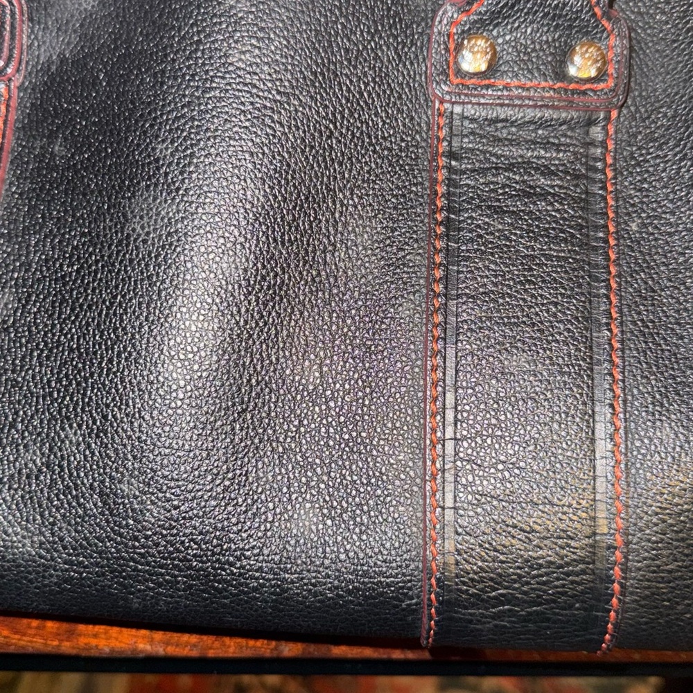 MCM Black Satchel with Red Accents 11x9 - Picture 4 of 14